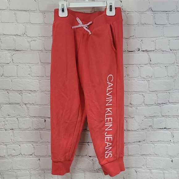 Calvin Klein Jeans 2pc Girls French Terry Sweatshirt & Jogger Pants Orange S 7/8 - Picture 5 of 15